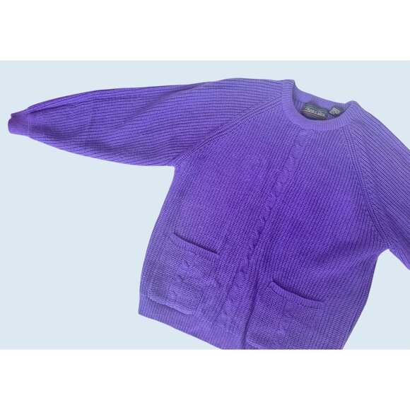 Vintage HUNTER'S GLEN Purple Cable Knit Pullover Sweater Sz Medium - Picture 5 of 8